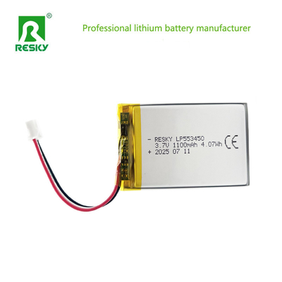 購入 充電式リチウム電池 553450 3.7V 1100mAh 1200mAh 4.07wh ストレージ Lipo バッテリーセル オンライン製造