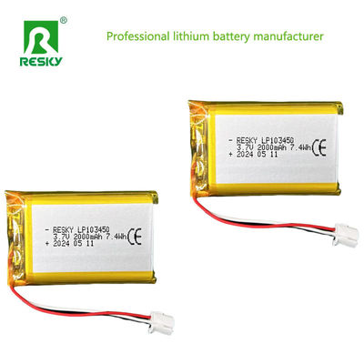 平面リチウムポリマー電池セル 523450 603450 803450 103450 3.7v 2000mAh リポ電池