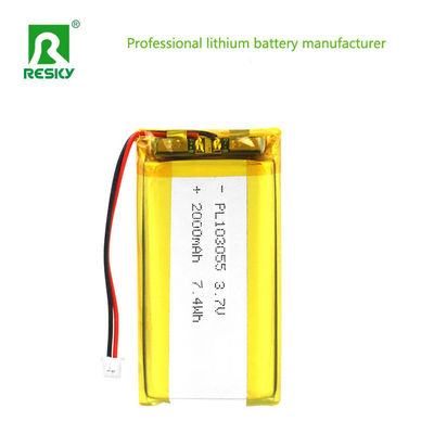 再充電可能なリポ電池 103055 3.7V 2000mAh 7.4wh パワー 太陽電池 リチウムイオン電池