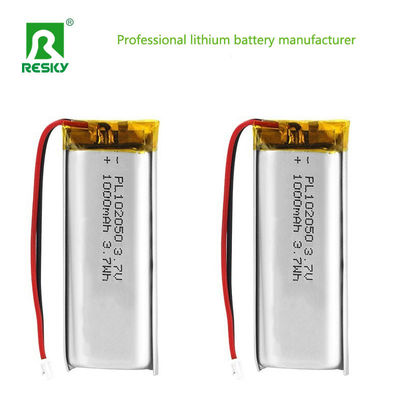パワー リチウム電池 102050 3.7v 1000mAh リチャージ可能なリチウムポリマー電池