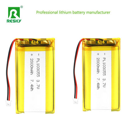 パワー リチウムイオンセル 103055 3.7V 2000mAh 7.4wh リチャージ可能なリチウムポリマーバッテリー