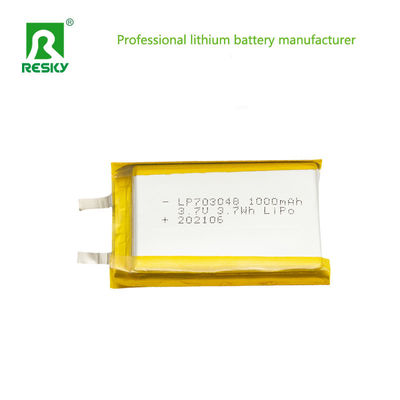 パワー リチウムイオンセル 703048 3.7v 1000mAh 3.7wh リチャージ可能なリチウムイオンポリマーバッテリー