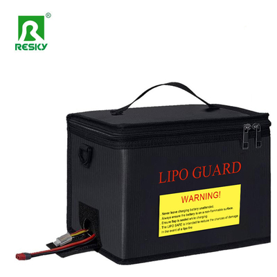 黒銀 防水 防火 防爆発 RC リポ セーフ バッグ 215X145X165mm 安全充電用