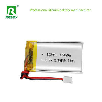 リチウムポリマー電池パック 802040 3.7V 7.4V 650mAh 2.4wh パワー リチウムポリマー電池 Ledランプ用