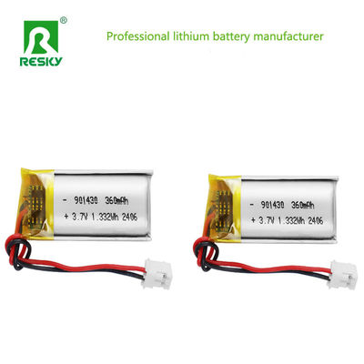 リチウムポリマーバッテリーセル 3.7V 901430 360mAh 1.33wh リチャージ可能なリチウムポリマーバッテリーパック